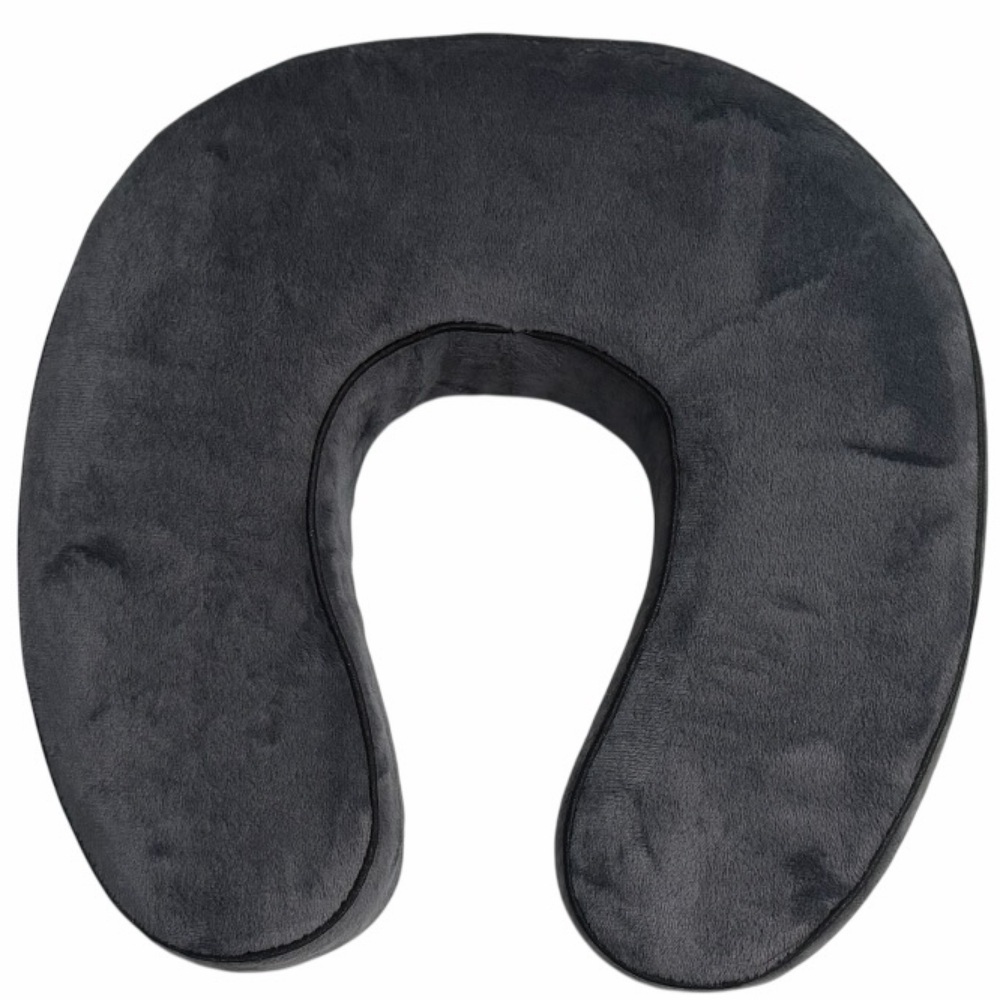Plush U-Shaped Neck Pillow in Charcoal Grey EUC